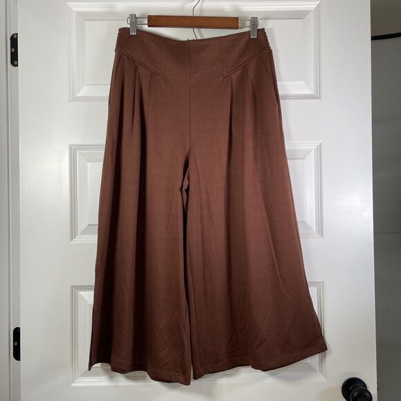 Matilda Jane Size M Brown Enchanted Garden Alice Textured Wide Leg Crop Pants - Picture 2 of 8